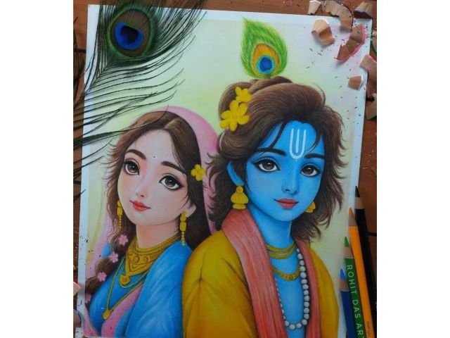 Radha and Krishna Drawing Picture
