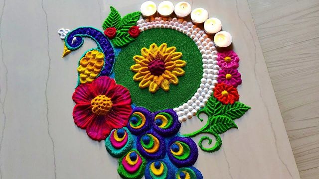 Peacock Rangoli Design Picture