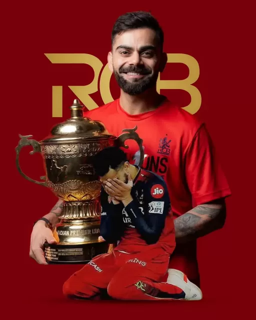 Virat Kohli HD Wallpaper with IPL Trophy 2025