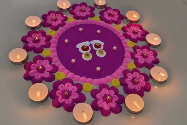 Fuchsia Fiesta Rangoli Design Picture