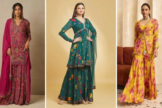 Floral Sharara Suit Designs for Picture