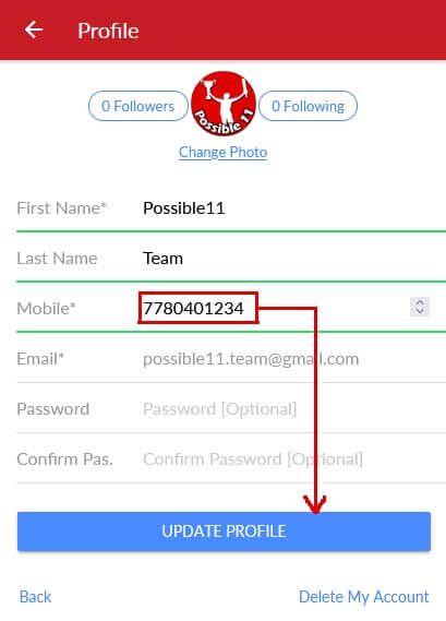 Mobile Number Change Picture