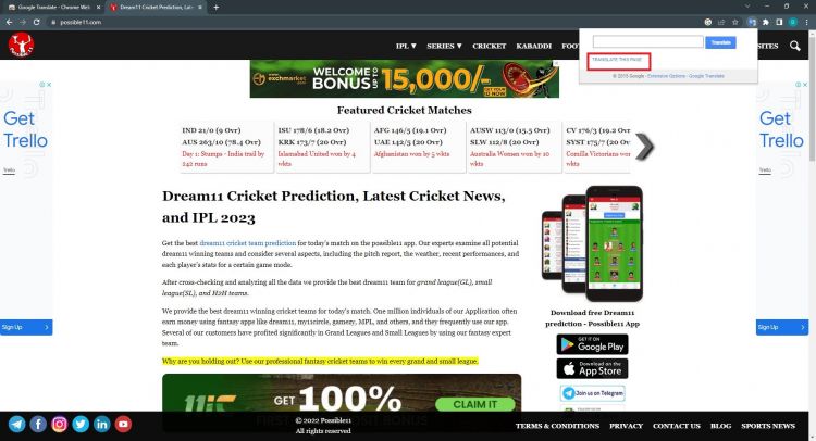 	Translate a Webpage on PC Picture