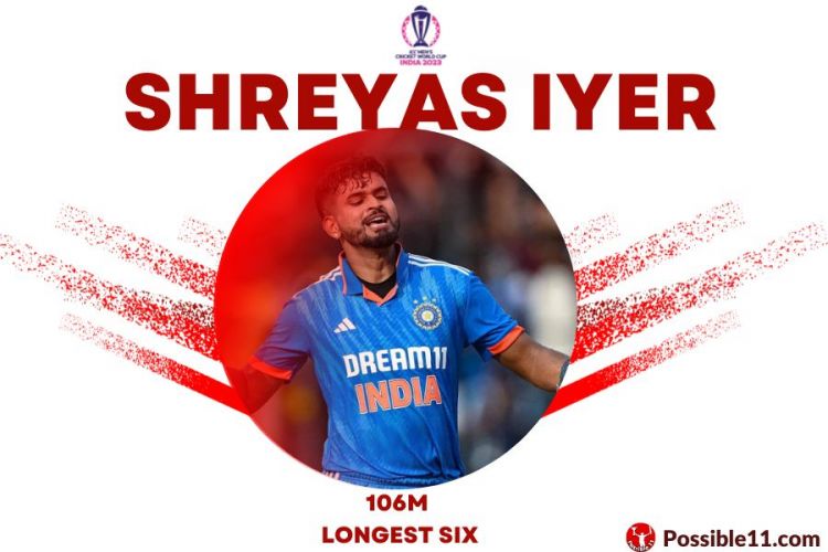 Shreyas Iyer longest six in Picture