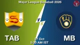 TAB vs MB Dream11 Prediction, Preview & Updates - <small>Tue, 27 Oct 05:30 AM IST</small>