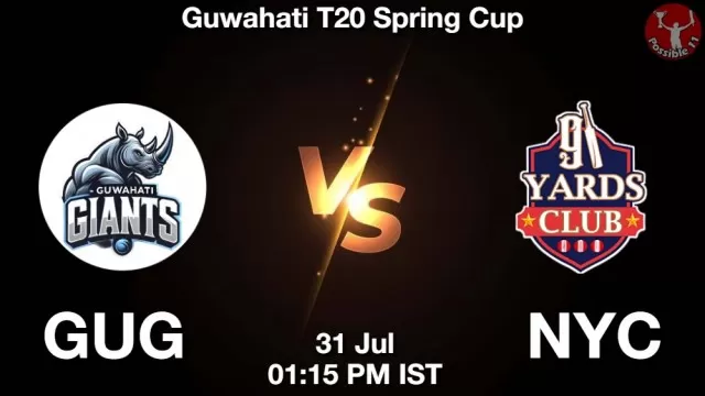 GUG vs NYC ड्रीम11 भविष्यवाणी, फैंटेसी क्रिकेट टीम - 31 जुलाई 2025