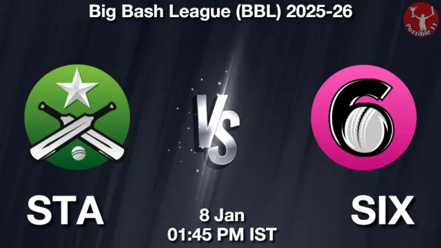 STA vs SIX ड्रीम11 भविष्यवाणी, फैंटेसी क्रिकेट टीम - 08 जनवरी 2026