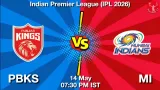 PBKS vs MI Dream11 Prediction, Preview & Updates - <small>Thu, 14 May 07:30 PM IST</small>