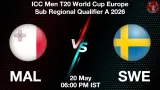 MAL vs SWE Dream11 Prediction, Preview & Updates - <small>Wed, 20 May 06:00 PM IST</small>