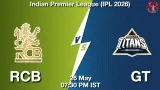 RCB vs GT Dream11 Prediction, Preview & Updates - <small>Tue, 26 May 07:30 PM IST</small>