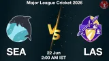 SEA vs LAS Dream11 Prediction, Preview & Updates - <small>Mon, 22 Jun 02:00 AM IST</small>