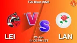 LEI vs LAN Dream11 Prediction, Preview & Updates - <small>Fri, 26 Jun 11:00 PM IST</small>
