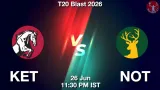 KET vs NOT Dream11 Prediction, Preview & Updates - <small>Fri, 26 Jun 11:30 PM IST</small>