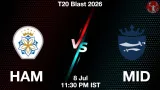 HAM vs MID Dream11 Prediction, Preview & Updates - <small>Wed, 08 Jul 11:30 PM IST</small>