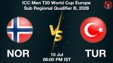 NOR vs TUR Dream11 Prediction, Preview & Updates - <small>Fri, 10 Jul 06:00 PM IST</small>