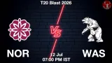 NOR vs WAS Dream11 Prediction, Preview & Updates - <small>Sun, 12 Jul 07:00 PM IST</small>