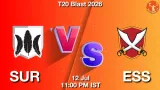 SUR vs ESS Dream11 Prediction, Preview & Updates - <small>Sun, 12 Jul 11:00 PM IST</small>