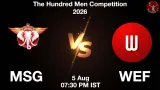 MSG vs WEF Dream11 Prediction, Preview & Updates - <small>Wed, 05 Aug 07:30 PM IST</small>