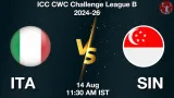 ITA vs SIN Dream11 Prediction, Preview & Updates - <small>Fri, 14 Aug 11:30 AM IST</small>