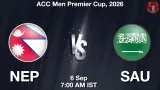 NEP vs SAU Dream11 Prediction, Preview & Updates - <small>Sun, 06 Sep 07:00 AM IST</small>