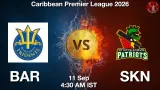 BAR vs SKN Dream11 Prediction, Preview & Updates - <small>Fri, 11 Sep 04:30 AM IST</small>