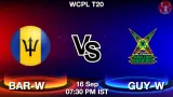 BAR-W vs GUY-W Dream11 Prediction - <small>Wed, 16 Sep 07:30 PM IST</small>