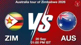 ZIM vs AUS Dream11 Prediction, Preview & Updates - <small>Sun, 20 Sep 01:00 PM IST</small>