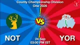 NOT vs YOR Dream11 Prediction, Preview & Updates - <small>Thu, 24 Sep 03:00 PM IST</small>
