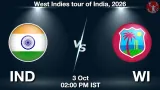 IND vs WI Dream11 Prediction, Preview & Updates - <small>Sat, 03 Oct 02:00 PM IST</small>