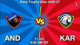 AND vs KAR Dream11 Prediction, Preview & Updates - <small>Sun, 11 Oct 09:30 AM IST</small>