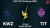 KWZ vs TIT Dream11 Prediction, Preview & Updates - <small>Tue, 13 Oct 04:30 PM IST</small>