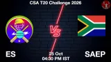 ES vs SAEP Dream11 Prediction, Preview & Updates - <small>Sun, 25 Oct 04:30 PM IST</small>