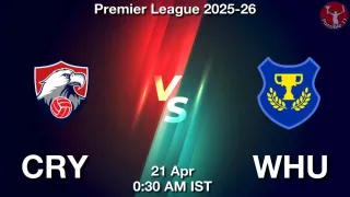 CRY vs WHU Dream11 Prediction