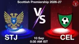 STJ vs CEL Dream11 Prediction, Preview & Updates - <small>Thu, 10 Sep 12:30 AM IST</small>