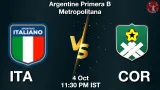 ITA vs COR Dream11 Prediction, Preview & Updates - <small>Sun, 04 Oct 11:30 PM IST</small>