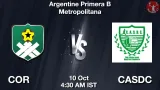 COR vs CASDC Dream11 Prediction - <small>Sat, 10 Oct 04:30 AM IST</small>