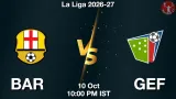 BAR vs GEF Dream11 Prediction, Preview & Updates - <small>Sat, 10 Oct 10:00 PM IST</small>