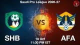 SHB vs AFA Dream11 Prediction, Preview & Updates - <small>Mon, 19 Oct 11:30 PM IST</small>