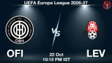 OFI vs LEV Dream11 Prediction, Preview & Updates - <small>Thu, 22 Oct 10:15 PM IST</small>