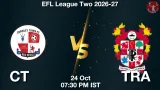 CT vs TRA Dream11 Prediction, Preview & Updates - <small>Sat, 24 Oct 07:30 PM IST</small>