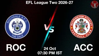 ROC vs ACC ROC vs ACC - EFL League