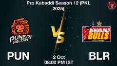 PUN vs BLR Match Result