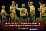 Australia won 22 matches