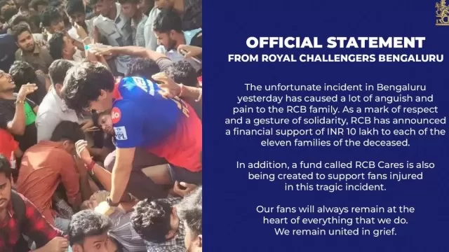 Chinnaswamy Tragedy: RCB Announces ₹10 Lakh Compensation