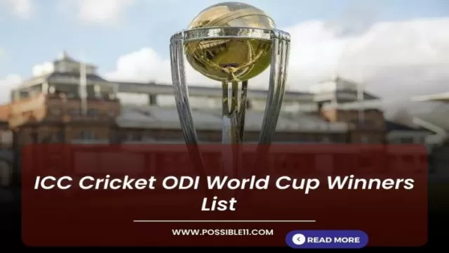 ICC Cricket ODI World Cup Winners List  