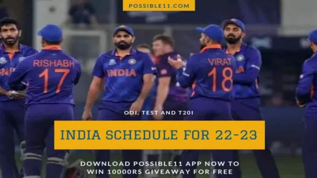 India Cricket Schedule For ODI, T20 and