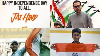 Indian cricketers show patriotism on 77th