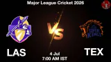 LAS vs TEX MLC 2026 Match Preview, Head to Head, Playing XI & AI Prediction