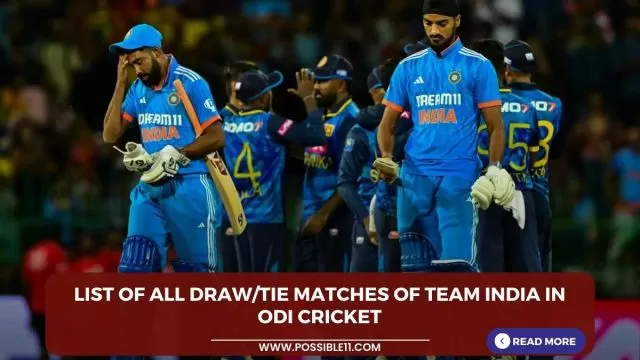 List of all Draw/Tie Matches of Team