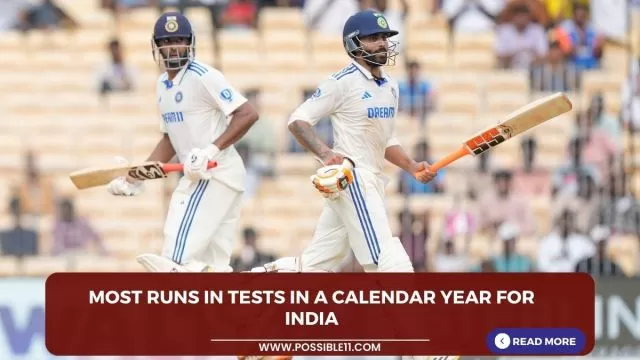Most runs in Tests in a calendar